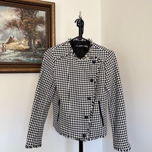 KARL LAGERFELD Tweed Houndstooth Black White Jacket